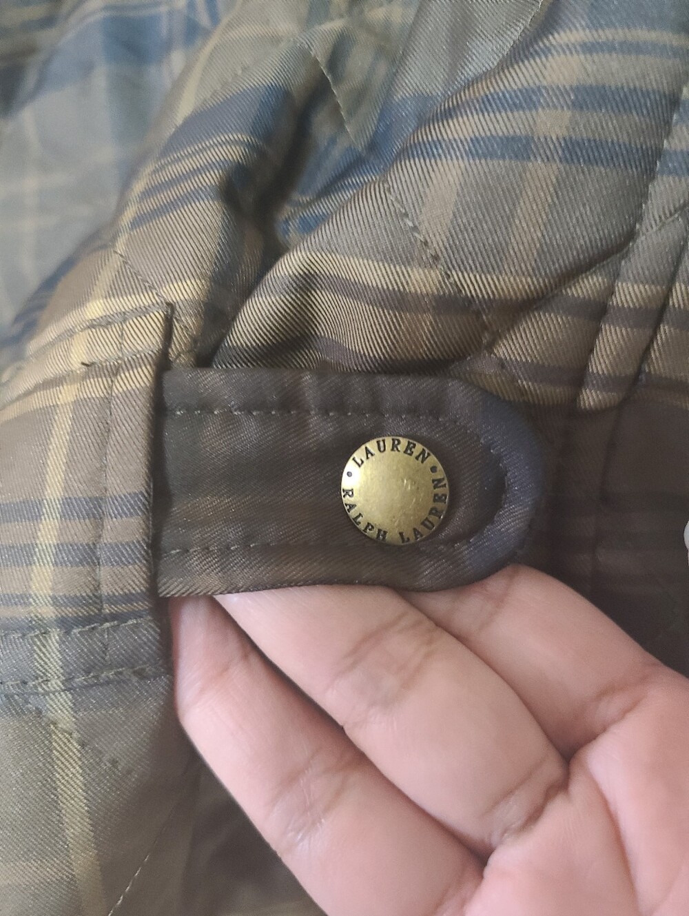 Lauren Ralph Lauren Brown Plaid Quilted Vest with Corduroy Trim - Picture 6 of 8